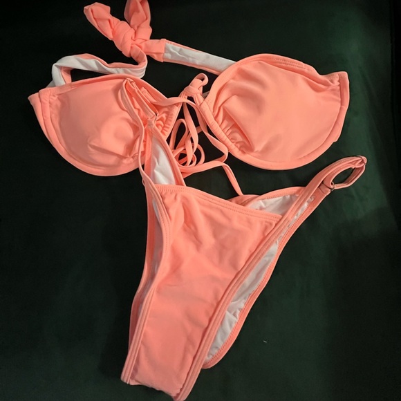 Fashion Nova Vibrant Coral Bikini Set - Picture 3 of 3